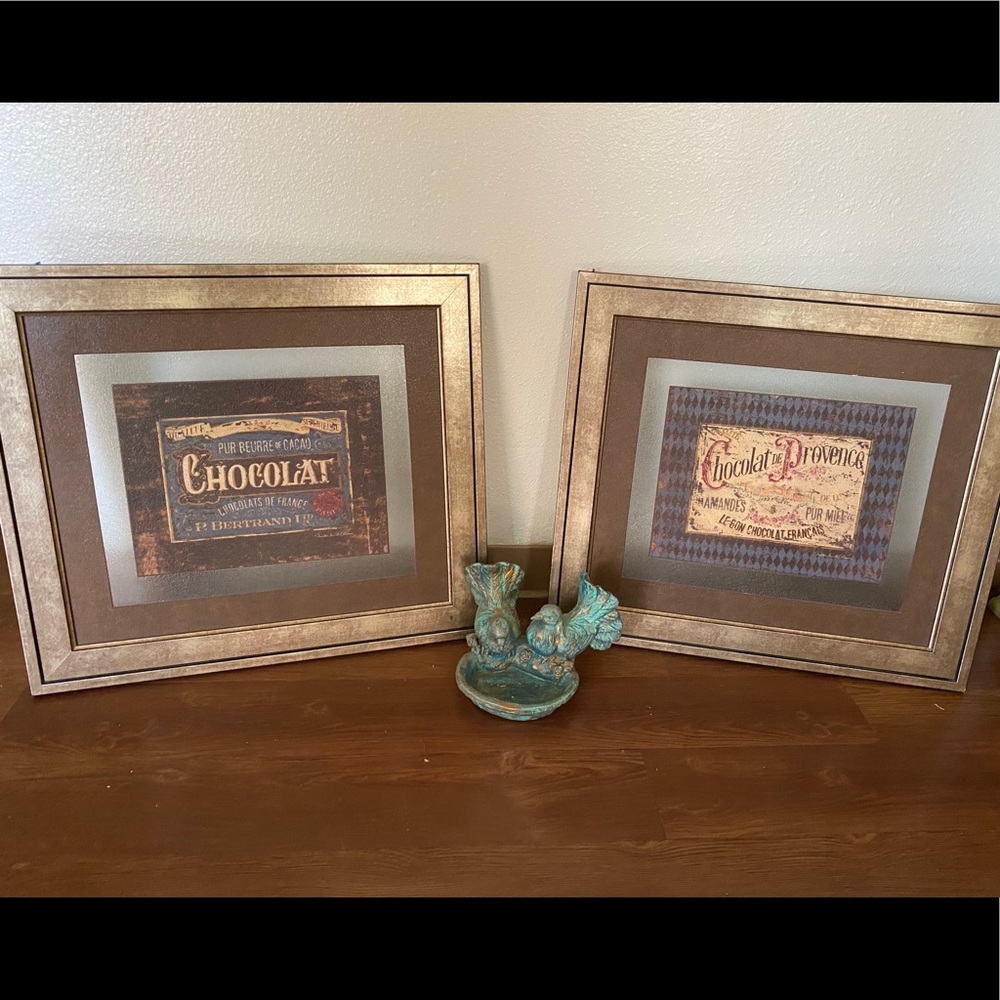 Set of shabby chic chocolate French decor pictures